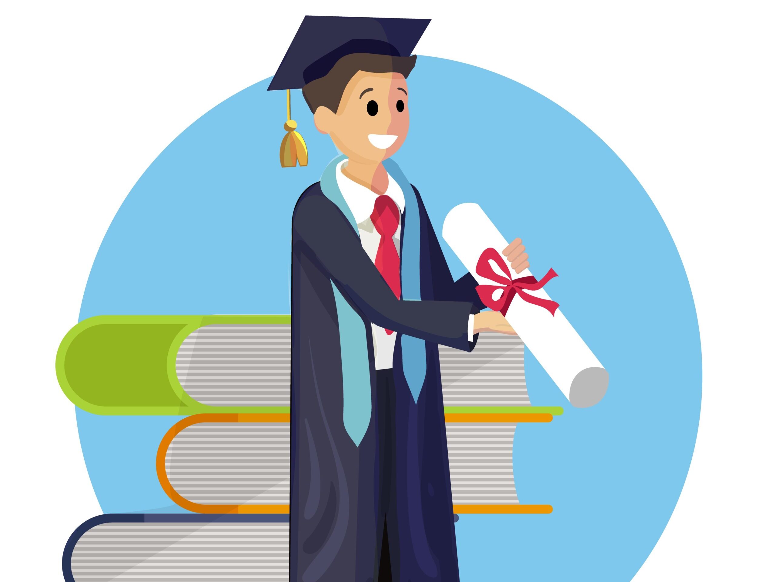 a graduate with the tasse showing his degree papers.